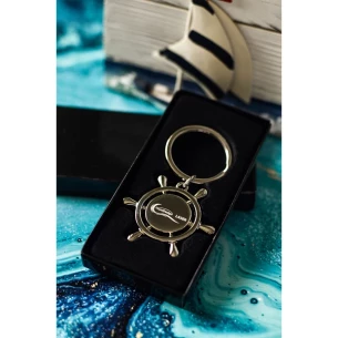 Metalinis raktų pakabukas su vairu - sidabrinis