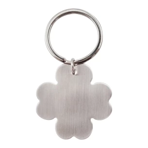 Metalinis raktų pakabukas su keturlapiu dobilu - Sidabrinis